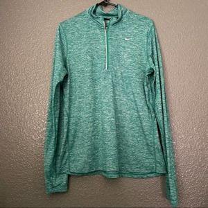 Nike Dri-Fit Running Heather Teal Blue Pullover Half Zip Sweater Size Large L